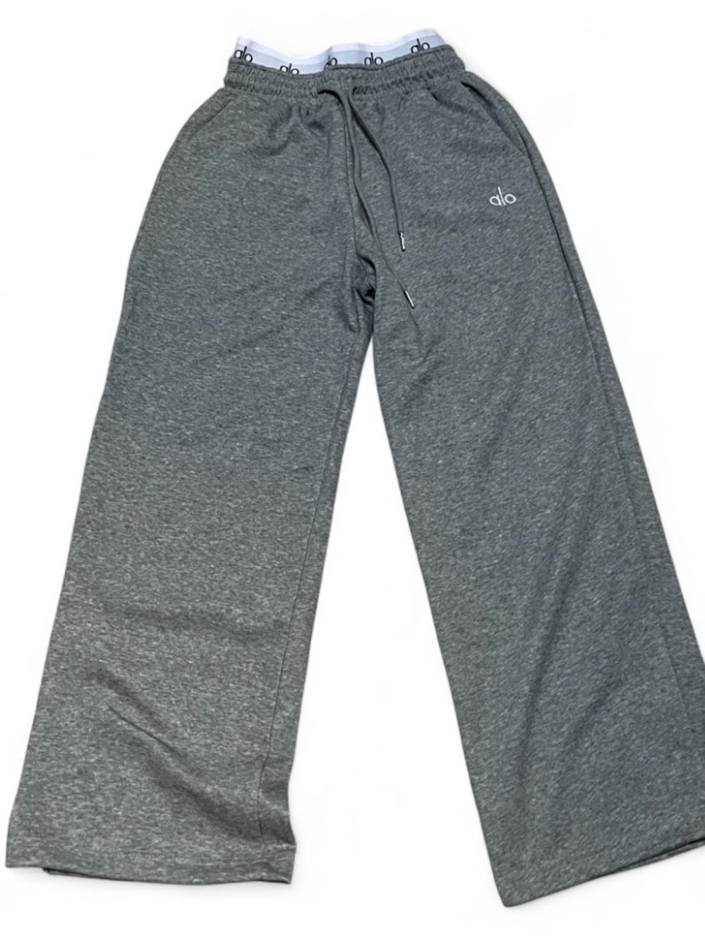 ALO Yoga Gray Wide-Leg Sweatpants with Drawstring